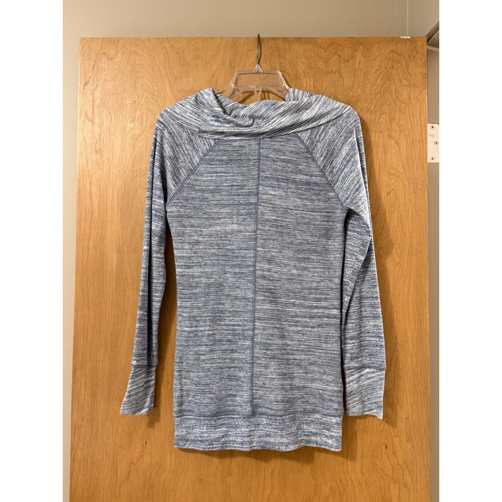 Eddie Bauer Womens Blue Space Dye Cowl Neck Pullover Long Sleeve Top Small - Picture 2 of 6
